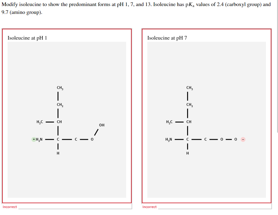 Modify Isoleucine Below To Show Its Structure At Ph 1 And Ph 13