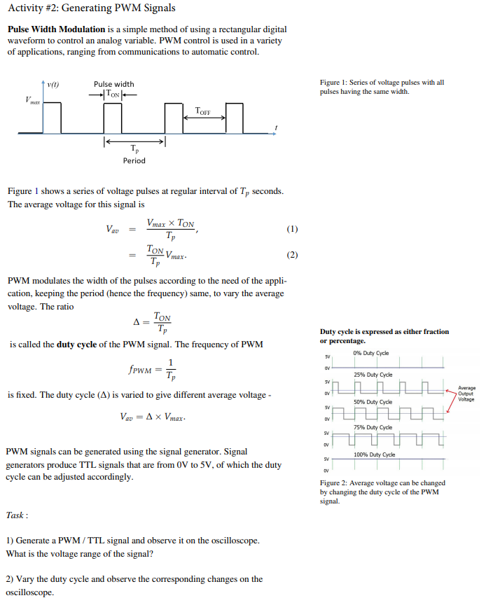 Activity #2: Generating PWM Signals Pulse Width | Chegg.com