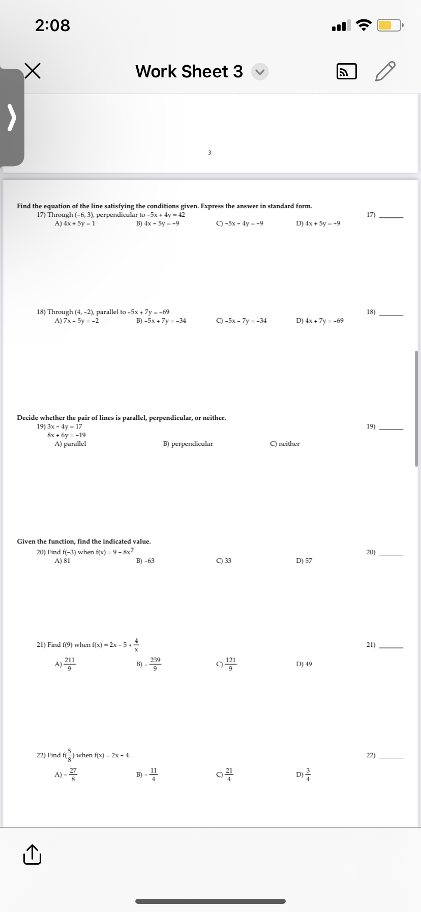 Solved Find the equation of the line satisfying the