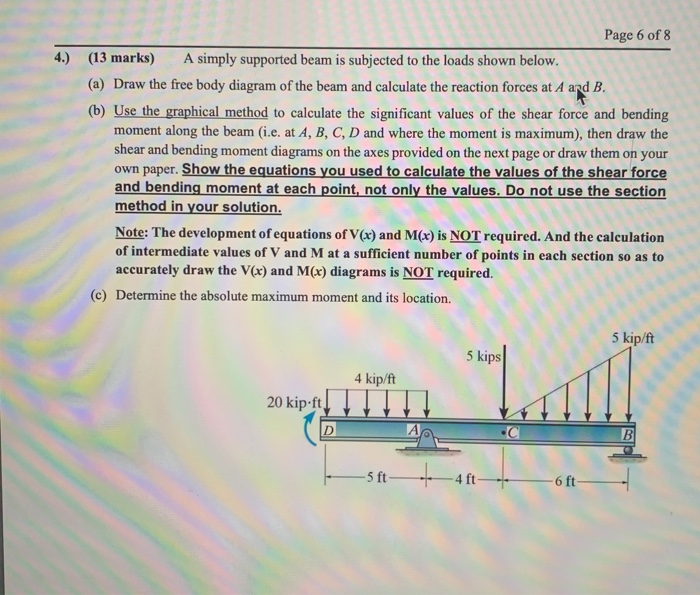 Solved Page 6 of 8 4.) (13 marks) A simply supported beam is | Chegg.com