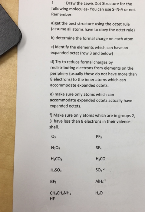 Solved Draw the Lewis Dot Structure for the following | Chegg.com