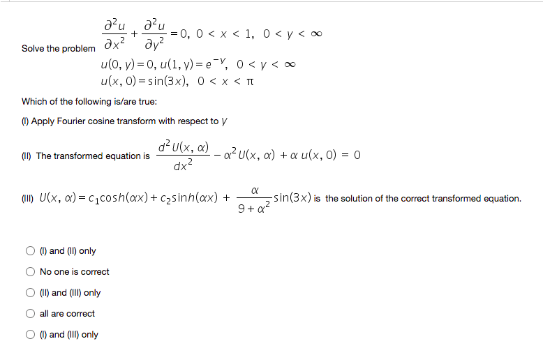 Solve the problem \[ \begin{array}{l} \frac{\partial^{2} u}{\partial x^{2}}+\frac{\partial^{2} u}{\partial y^{2}}=0,0<x<1,0<y