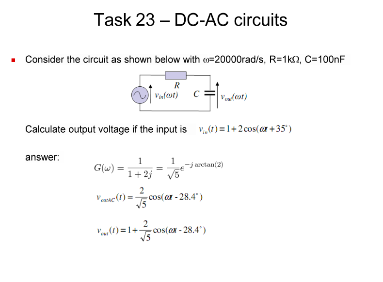 Solved Task 23 – DC-AC Circuits Consider The Circuit As | Chegg.com