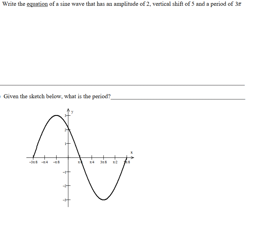 Solved Write the equation of a sine wave that has an | Chegg.com