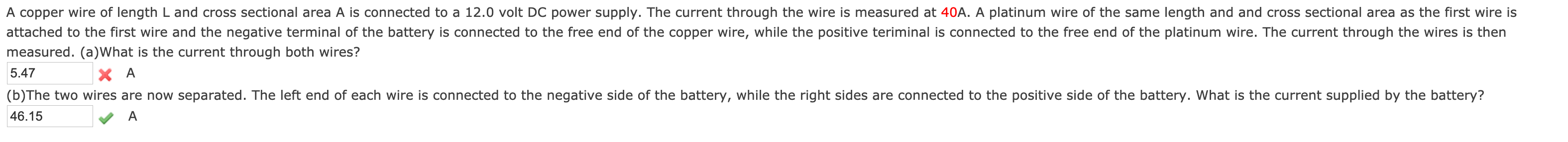 Solved A copper wire of length L and cross sectional area A | Chegg.com