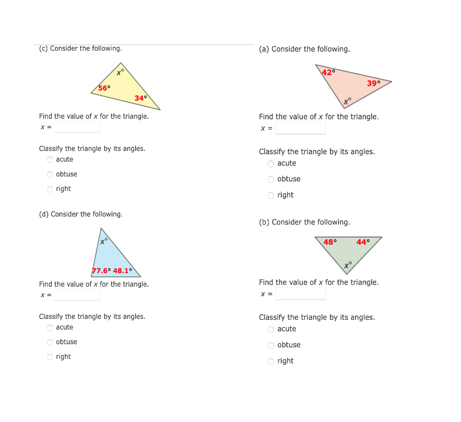 find the value of x in triangle abc