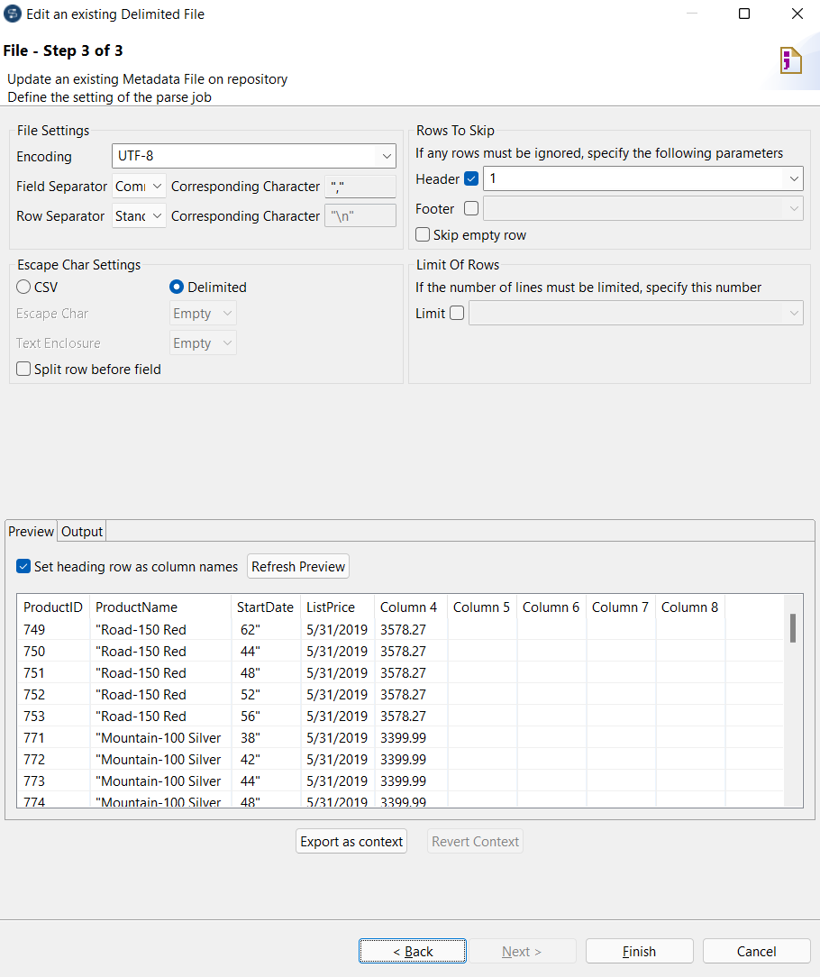 When I load data from a csv file into Talend | Chegg.com
