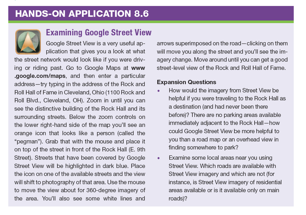 Solved HANDS-ON APPLICATION 8.6 Examining Google Street View | Chegg.com