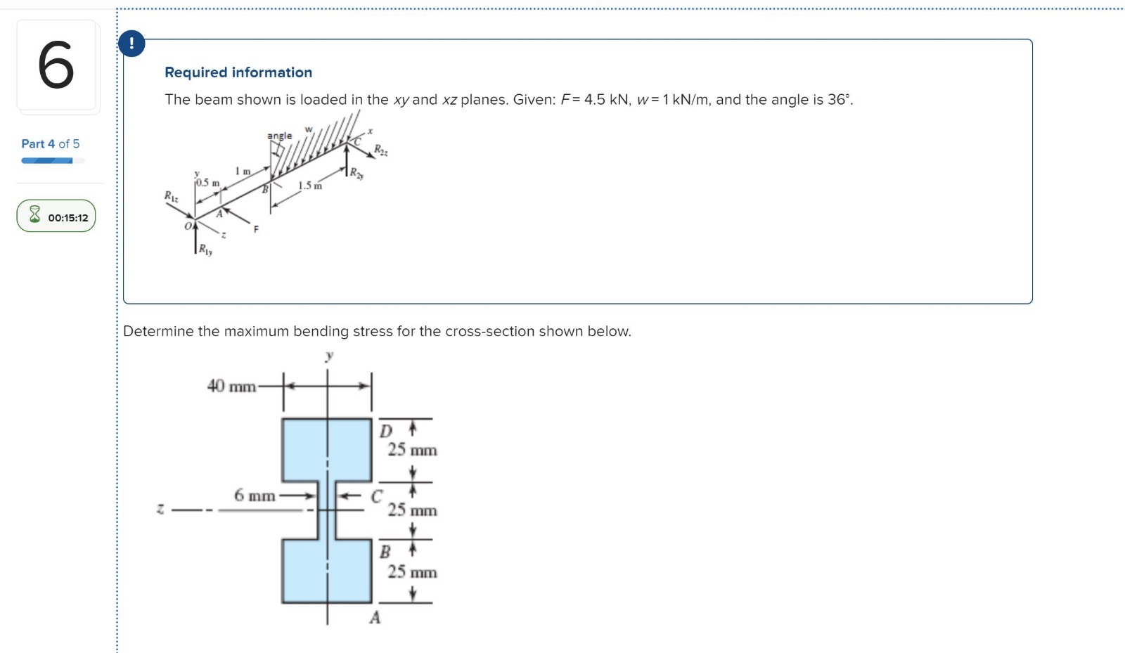 Solved Determine the maximum bending stress for the cross | Chegg.com