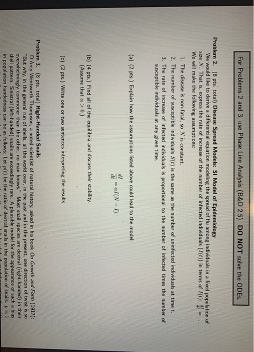 Solved For Problems 2 and 3, use Phase Line Analysis (B&D | Chegg.com