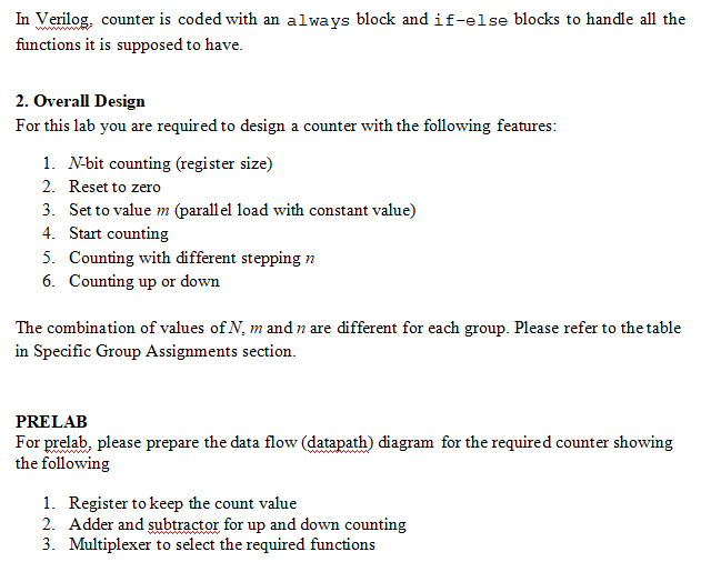 Solved In Verilog, counter is coded with an always block and | Chegg.com