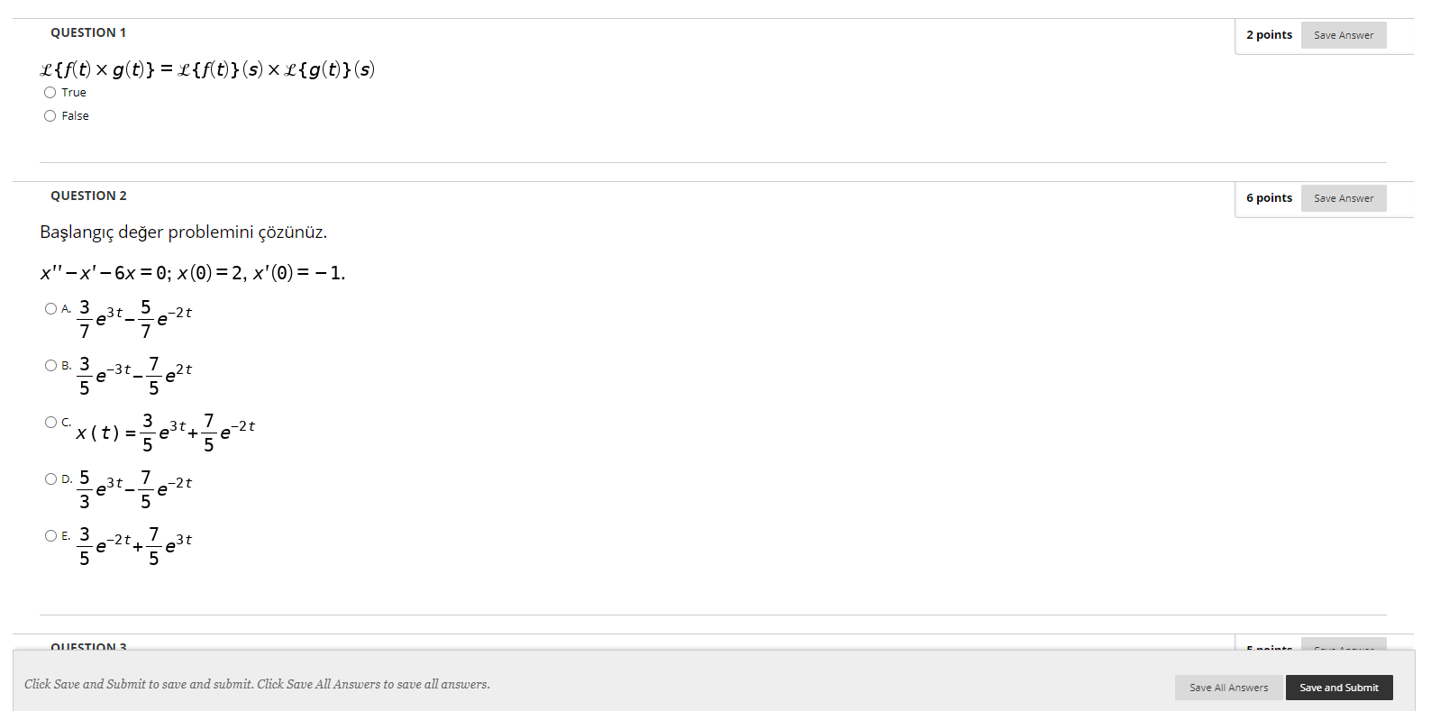 Solved QUESTION 1 2 points Save Answer L{f(t) x g(t)} = | Chegg.com