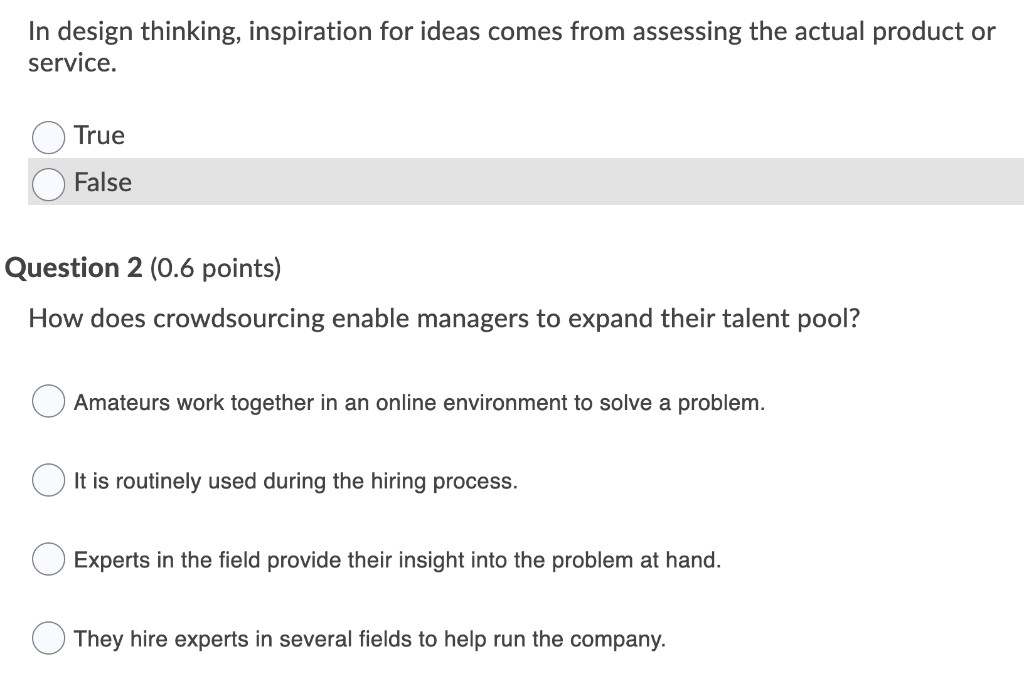 Solved In design thinking, inspiration for ideas comes from | Chegg.com