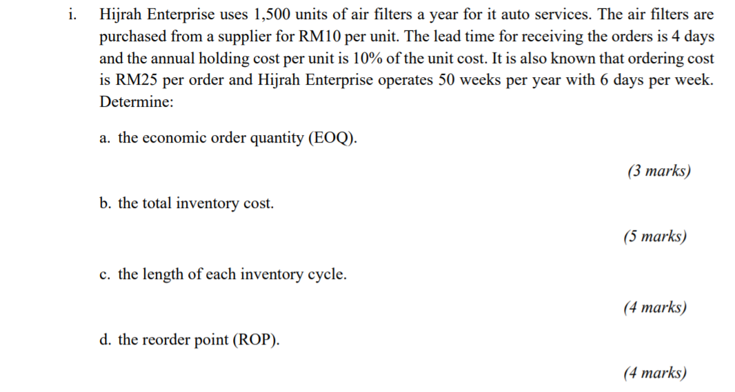 Solved Economic Order Quantity EOQ Annual Ordering Cost Chegg