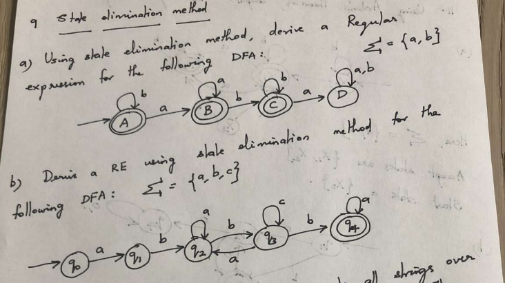 Solved ។ Stale elimination method a Regular &- {a,b} a) | Chegg.com