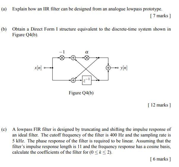Solved (a) Explain how an IIR filter can be designed from an | Chegg.com
