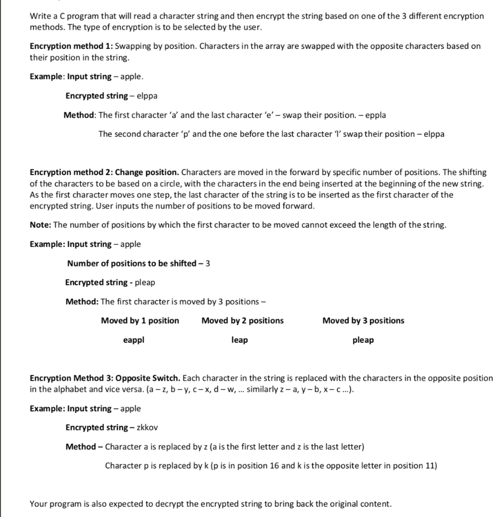 Solved Write a C program that will read a character string | Chegg.com