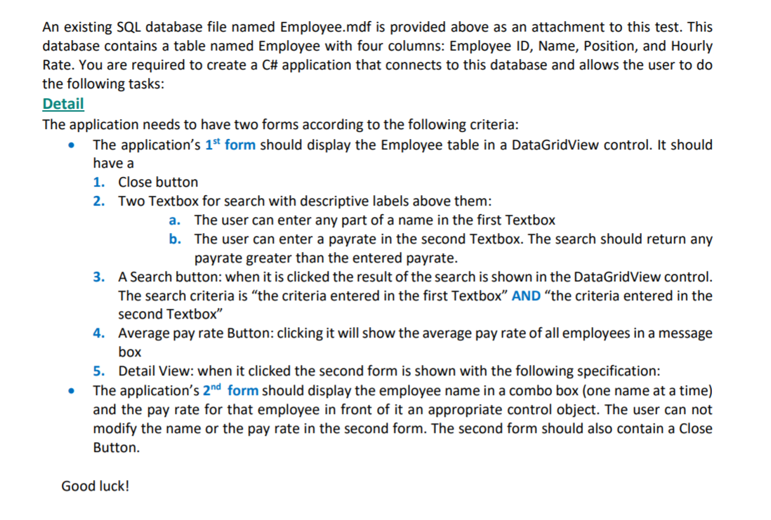 Description Create a simple C# application that | Chegg.com