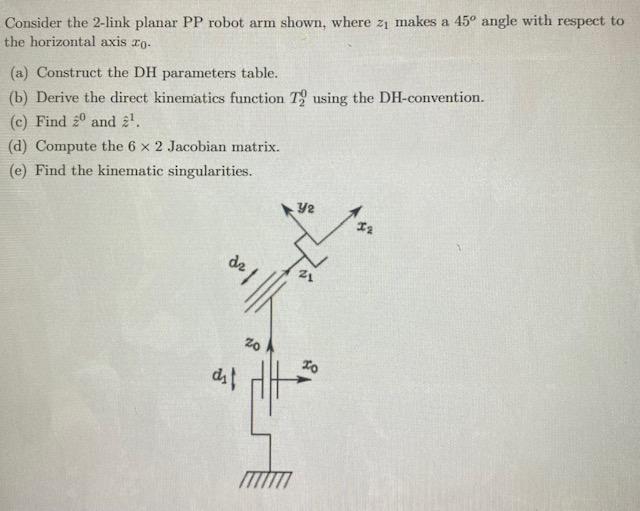 Solved Consider the 2-link planar PP robot arm shown, where | Chegg.com