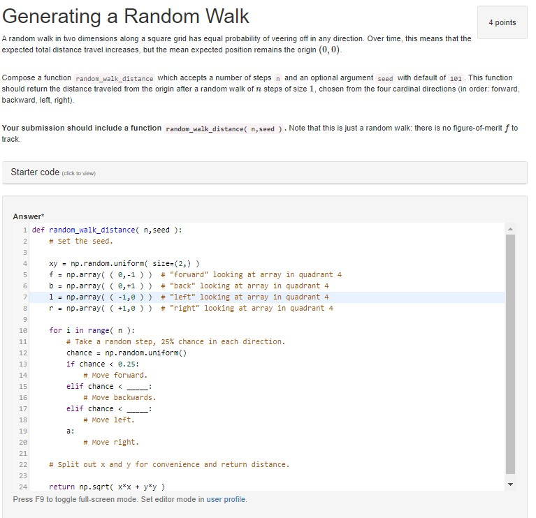Generating a Random Walk 4 points A random walk in | Chegg.com