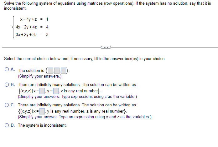 Solved Solve the following system of equations using | Chegg.com