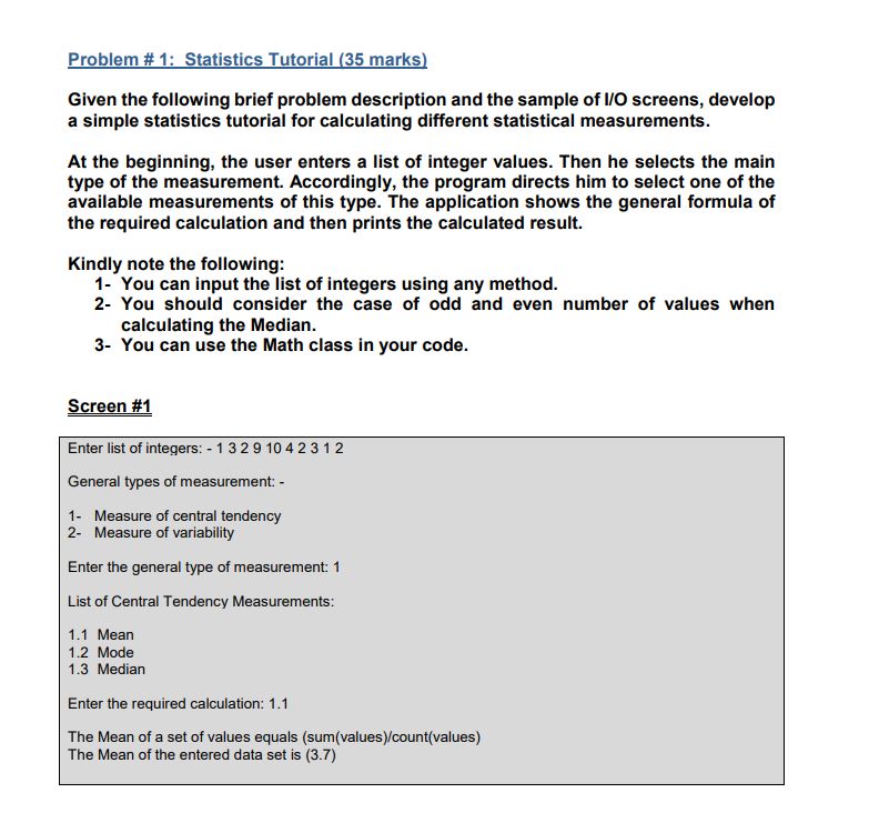 Solved Problem \# 1: Statistics Tutorial (35 marks) Given | Chegg.com