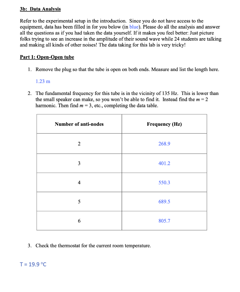 Solved 3b: Data Analysis Refer to the experimental setup in | Chegg.com