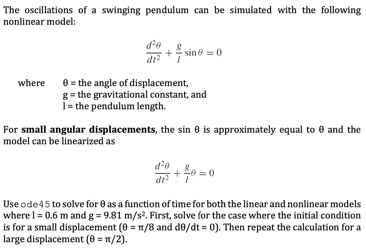 Solved The oscillations of a swinging pendulum can be | Chegg.com