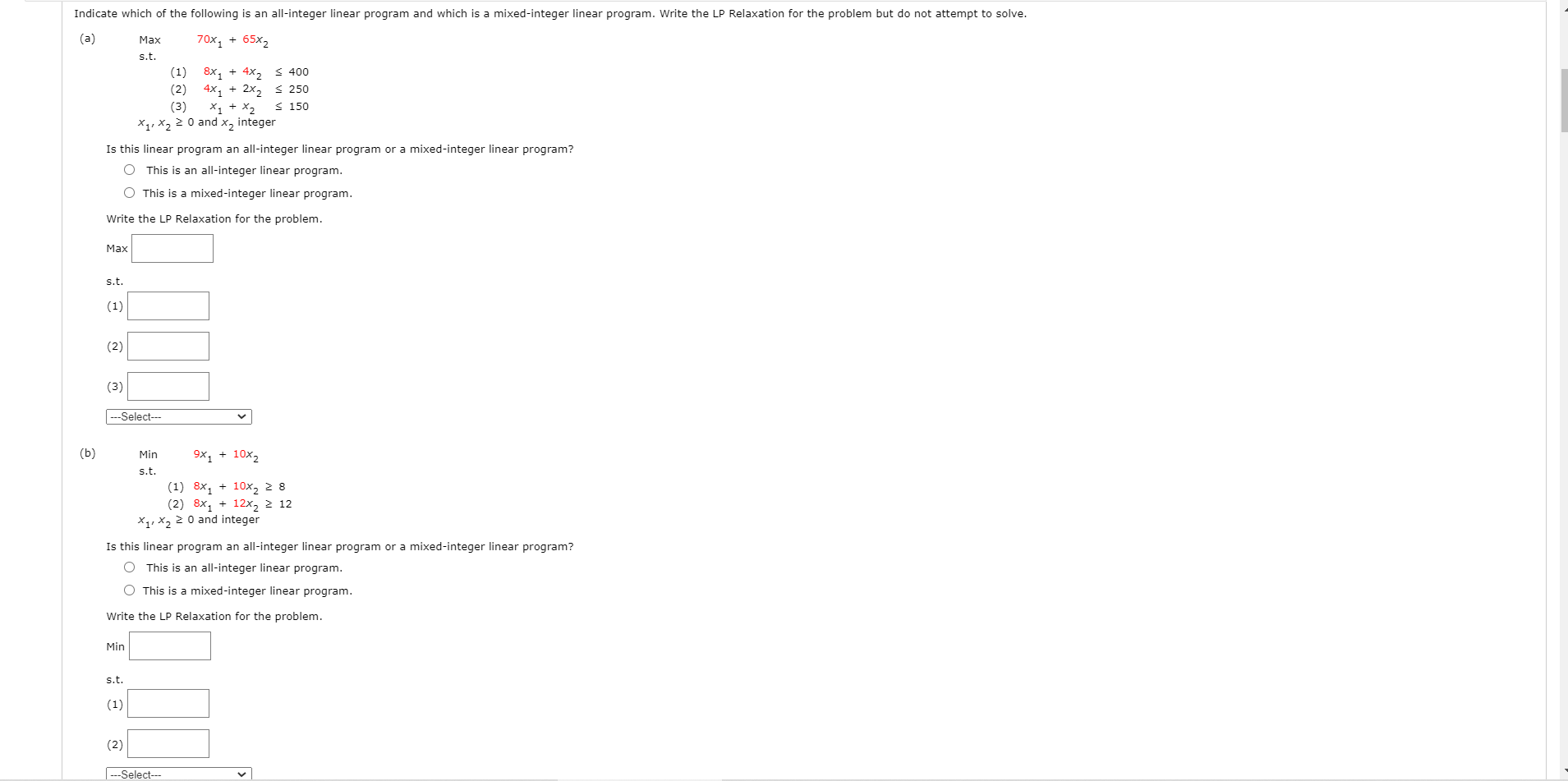 Solved Indicate which of the following is an all-integer | Chegg.com