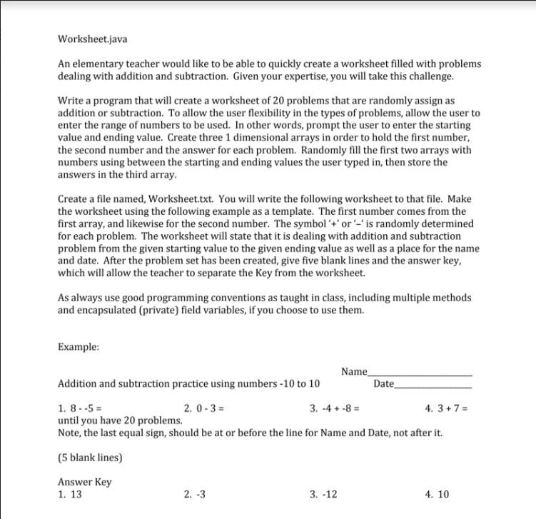 Solved Worksheet.java An elementary teacher would like to be | Chegg.com