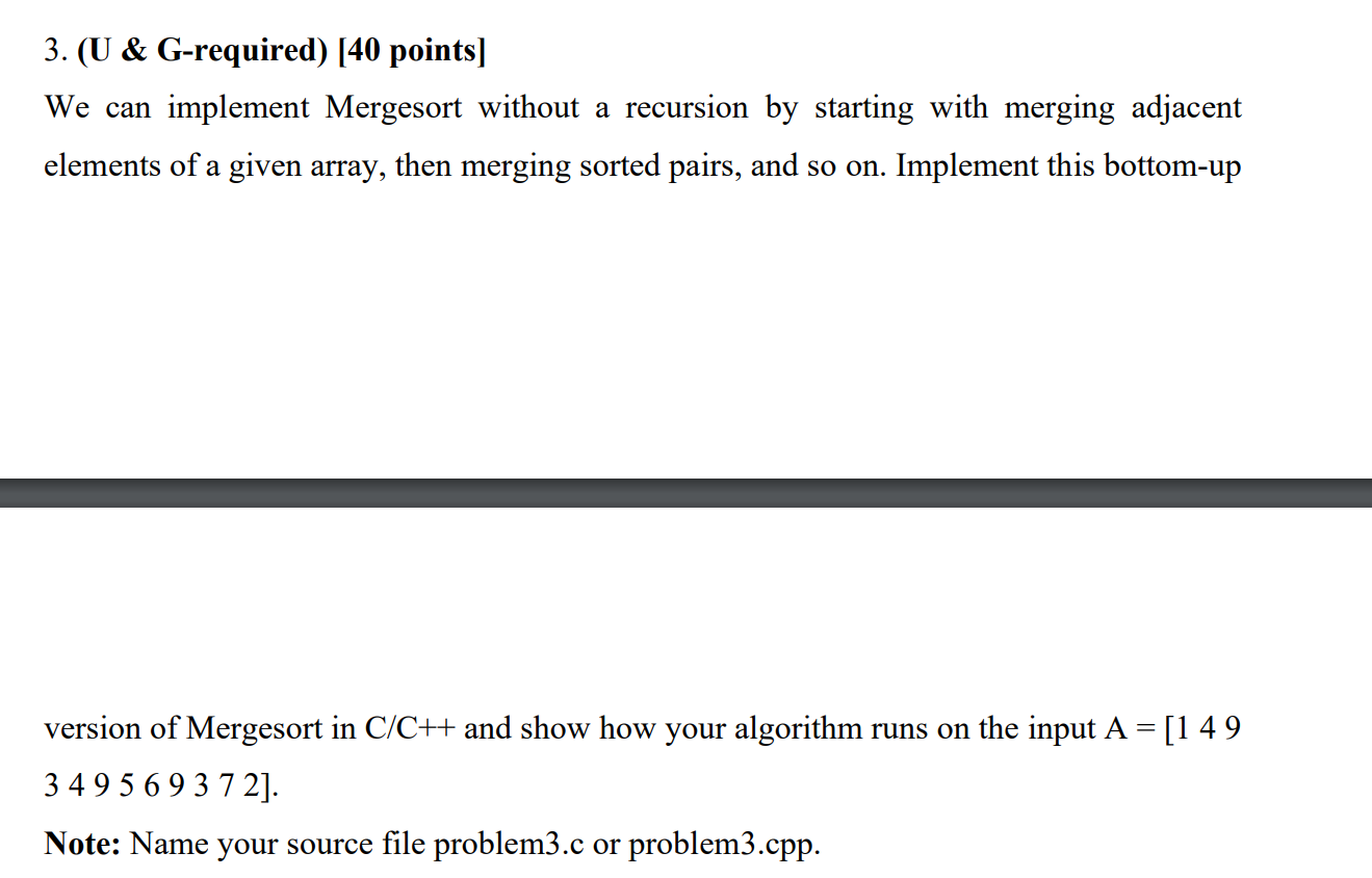 Solved 3. (U & G-required) [40 points] We can implement | Chegg.com