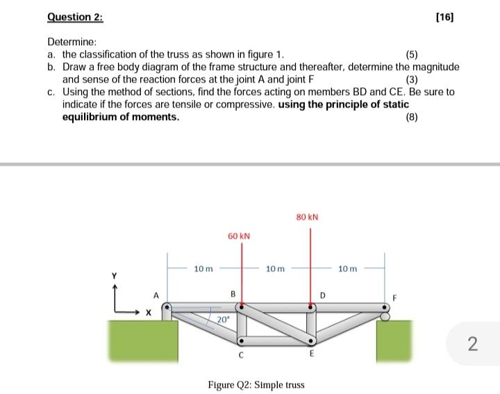 [Solved]: Question 2: [16] Determine: A. The Classificatio