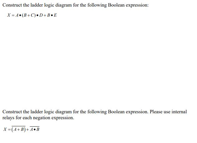 Solved Construct The Ladder Logic Diagram For The Following | Chegg.com