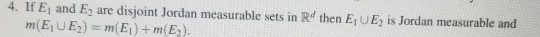 Solved 4. If E, and Ey are disjoint Jordan measurable sets | Chegg.com