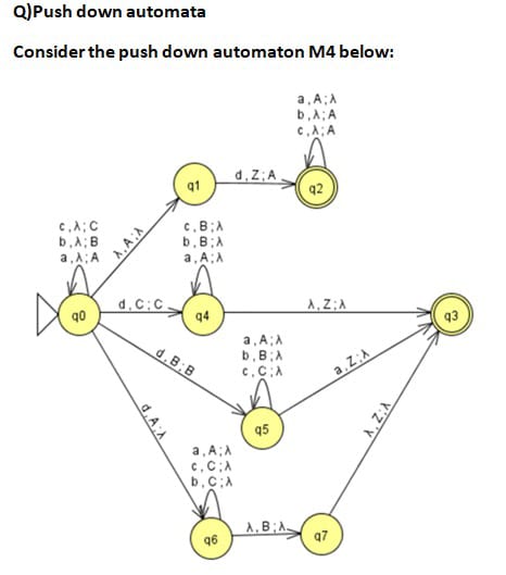 Solved Q)Push down automata Consider the push down automaton | Chegg.com