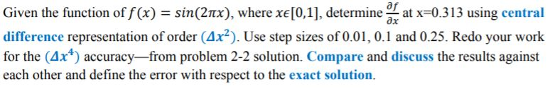 Solved Given the function off(x) = sin (2TX), where xe [0,1] | Chegg.com
