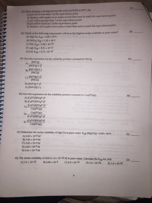 Solved 2 When titrating a strong monoprotic acid and KOH at | Chegg.com