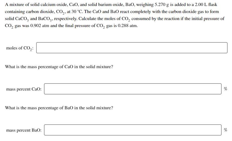 Solved a mixture of solid calcium oxide cao and solid chegg