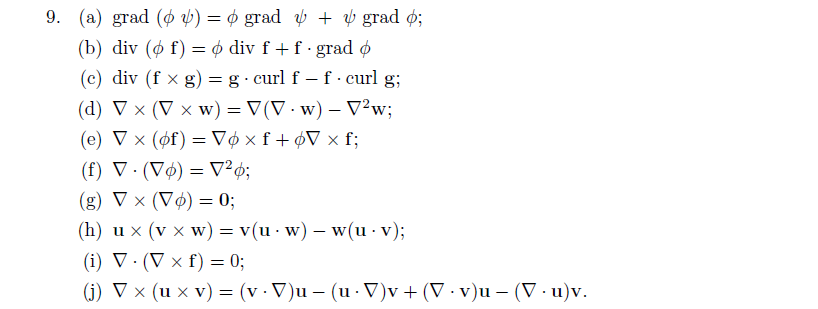 9 A Grad O 4 0 Grad V Grad O B Div O F Chegg Com