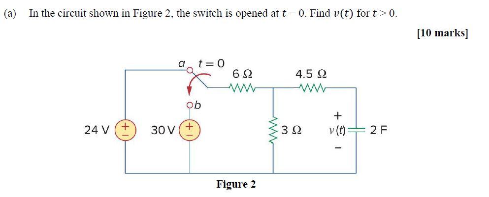 Solved (a) In the circuit shown in Figure 2, the switch is | Chegg.com