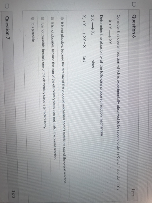 Solved D Question 6 1 pts Consider this overall reaction | Chegg.com