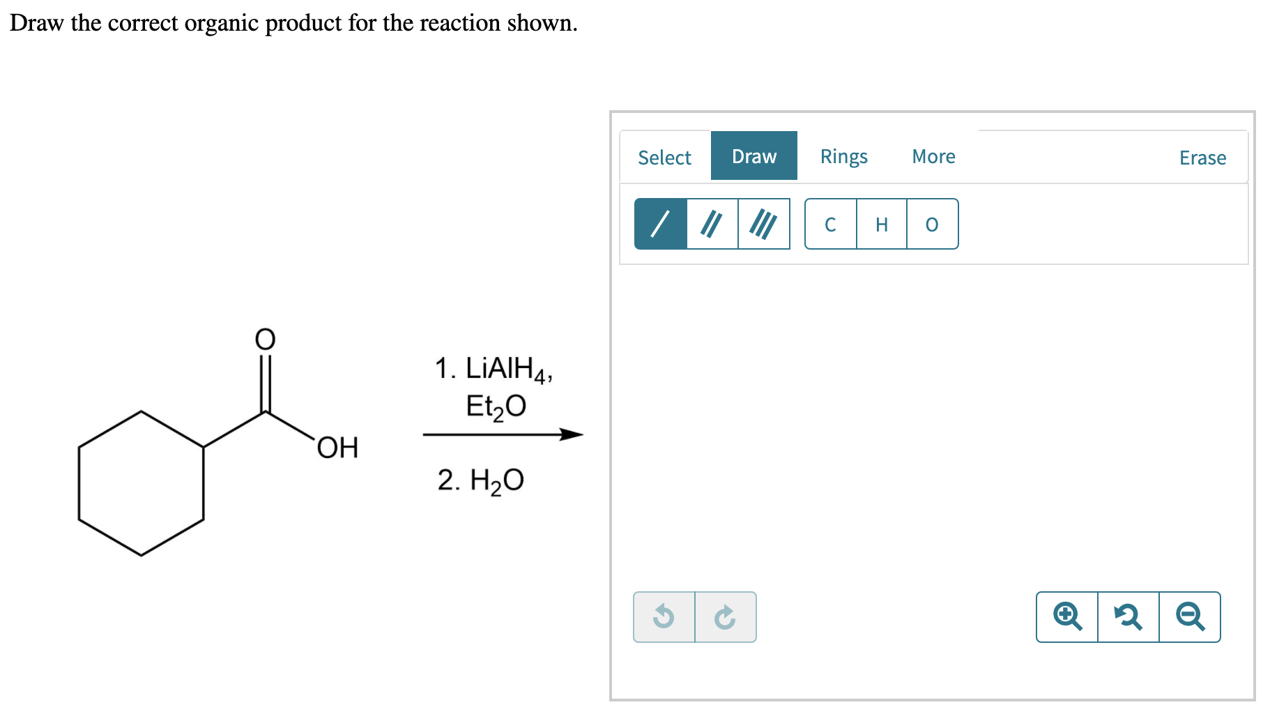 Solved Draw the correct organic product for the reaction