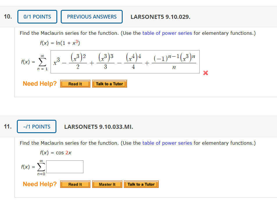 Solved 0/1 POINTS PREVIOUS ANSWERS LARSONET5 9.10.029. Find | Chegg.com