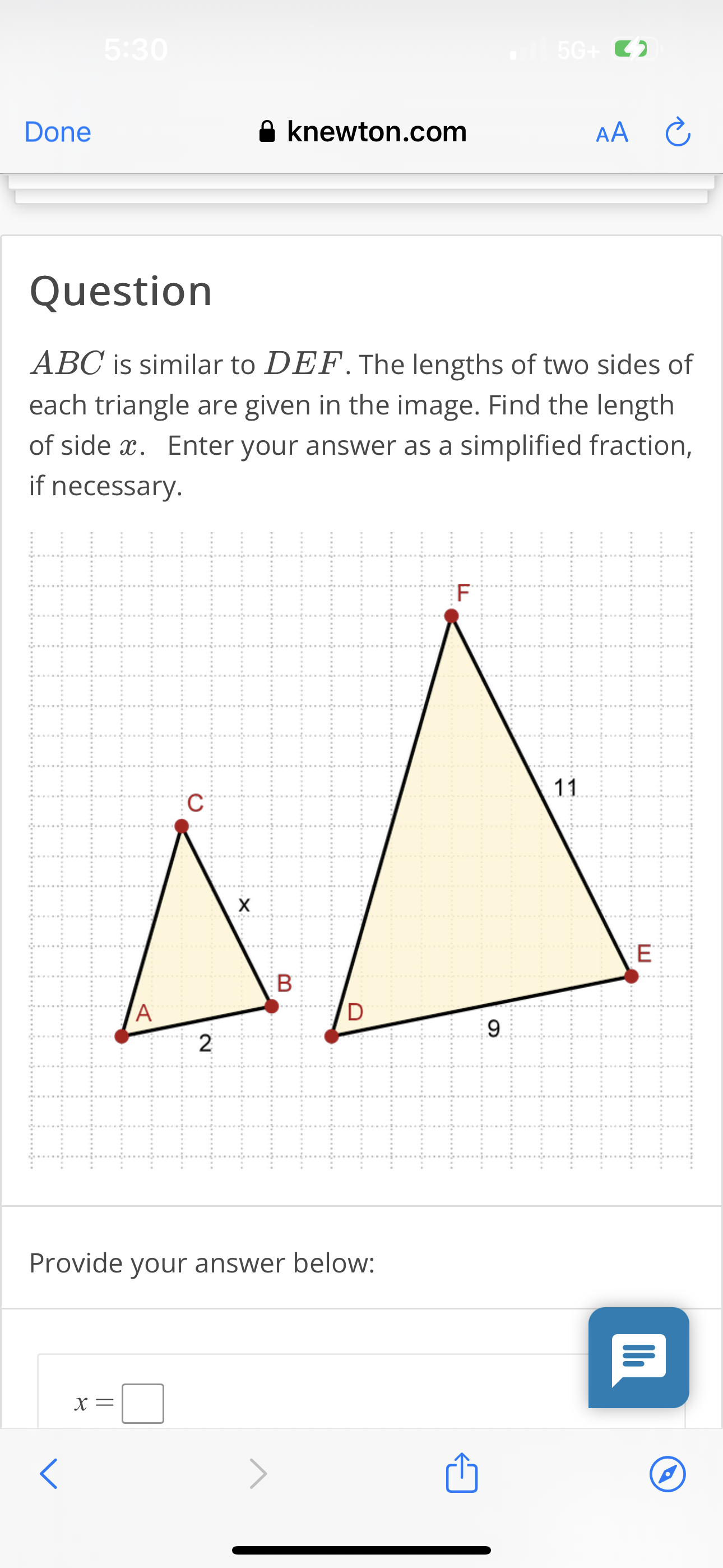 Solved \\( A B C \\) is similar to \\( D E F \\). The | Chegg.com