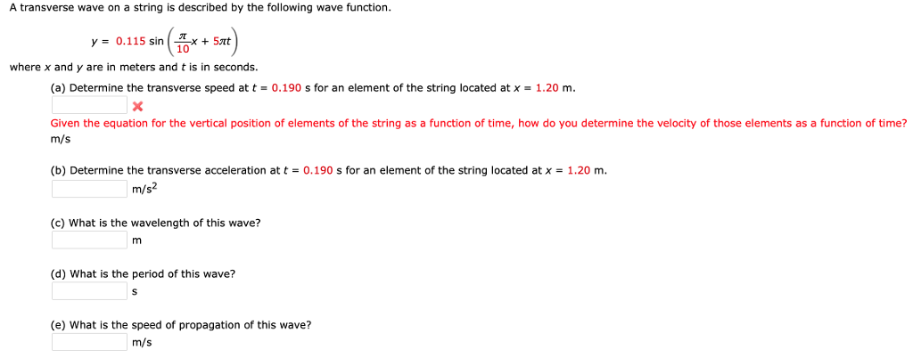 Solved A transverse wave on a string is described by the | Chegg.com