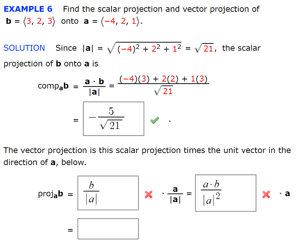 Solved Example 6 Find The Scalar Projection And Vector Pr Chegg Com