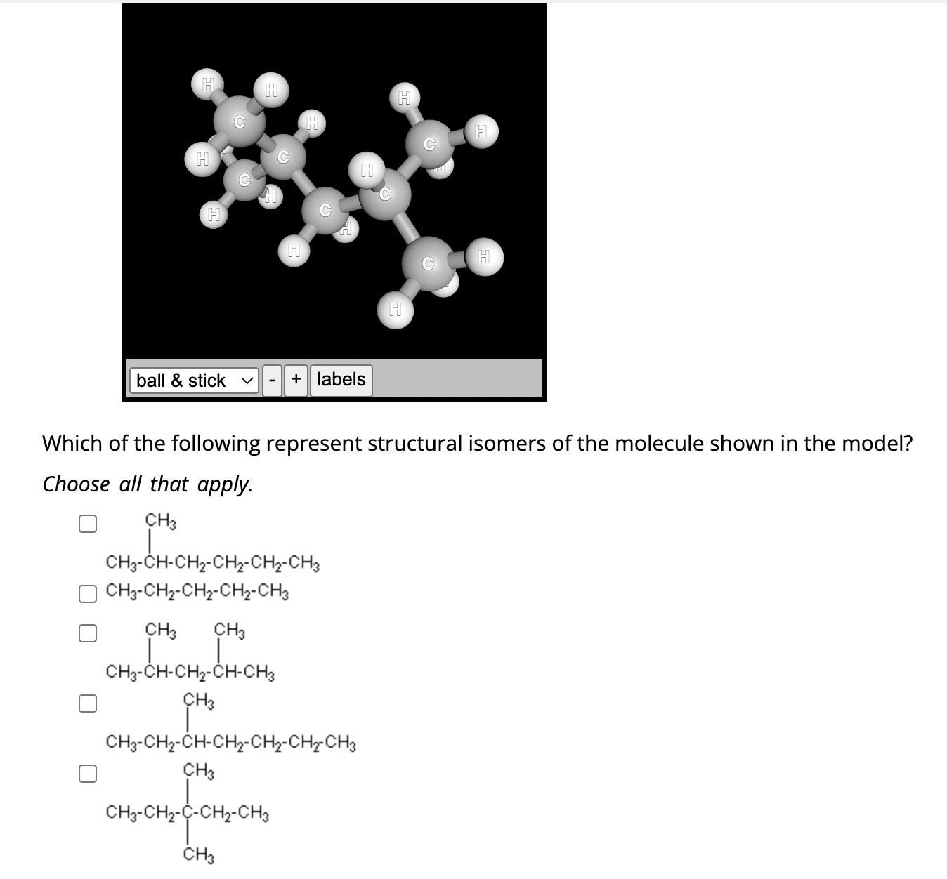 Solved A model of an alkane appears in the window below. | Chegg.com