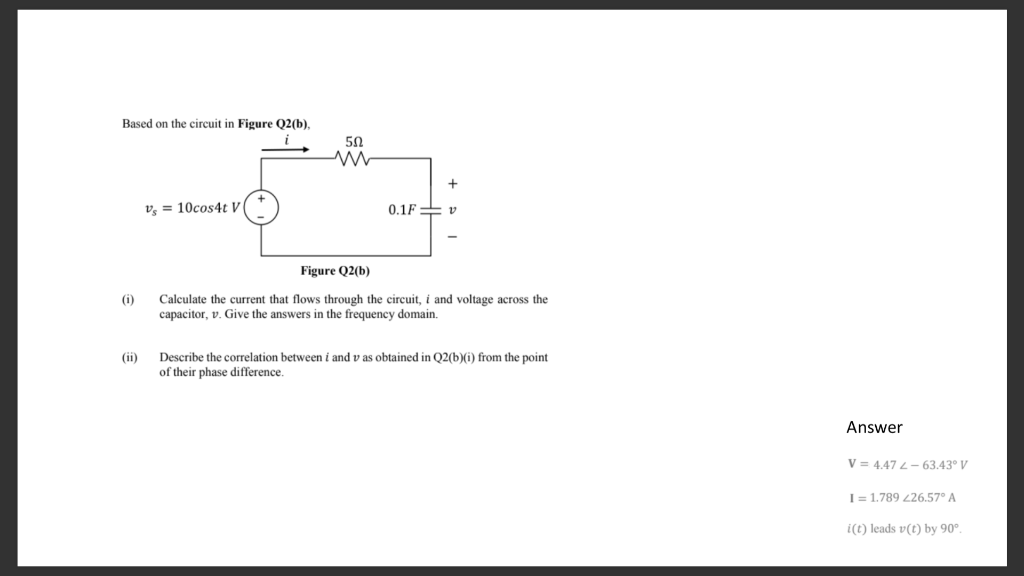 Solved Based On The Circuit In Figure Q2(b), 522 + Vs = | Chegg.com