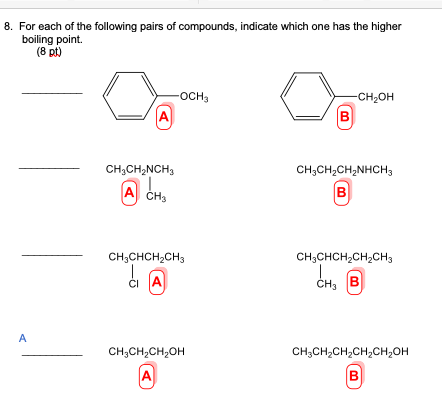 Solved 8. For each of the following pairs of compounds, | Chegg.com
