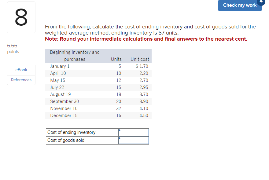 Solved From The Following, Calculate The Cost Of Ending | Chegg.com